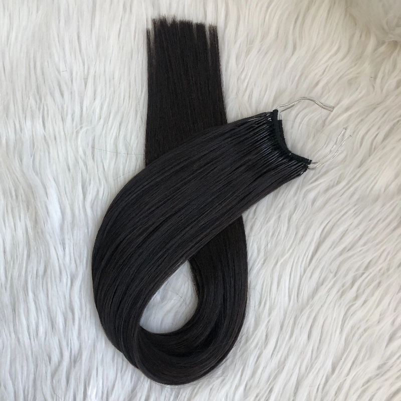 Natural looking double drawn korea pre-bonded cotton thread human hair extension HJ061